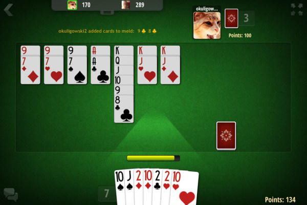 Un movimiento por un jugador en el juego de Rummy 500.