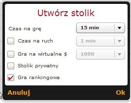 Tworzenie nowego stolika przeznaczonego do gry w Literki.