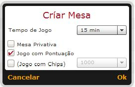 Criar uma nova tabela para jogar rummy brasileira.